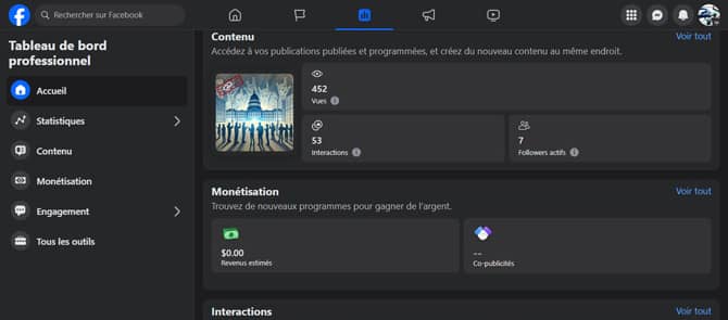 Interface pro Facebook dev