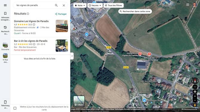 Google My Business Les Vignes de Paradis