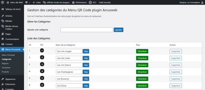Menu QR code Restaurant Plugin WordPress