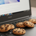Des « cookies » sur un clavier de PC portable (Crédit : Alex.I)