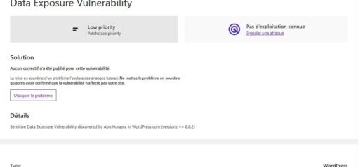 WordPress Sensitive Data Exposure Vulnerability (Crédit : plugin Solid Security)